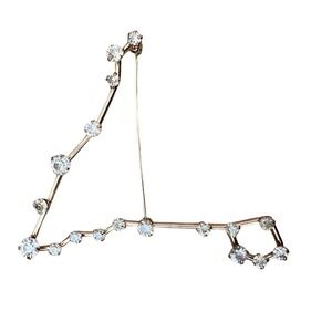 Pisces Constellation Brooch Rose Gold Tone Rhinestone Zodiac Pin Statement